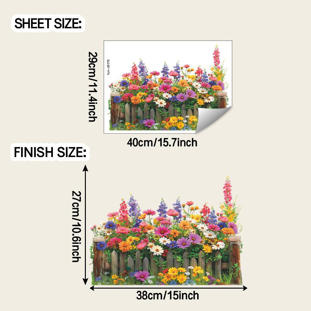Rural Daisies, Flower Bed Fences, Home Decoration, Glass Doors and Windows, Static Window Stickers