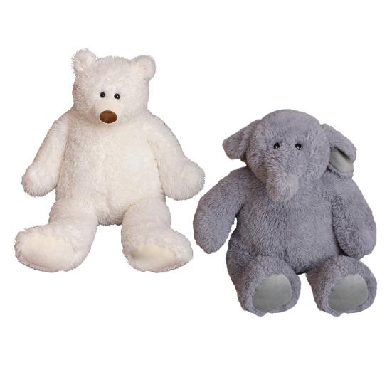 Large Cuddly Animal Stuffed Mother Baby Polar Bear Elephant Plush Toy Huggable Sleep Companion Gift for Kids Birthdays Home Decor