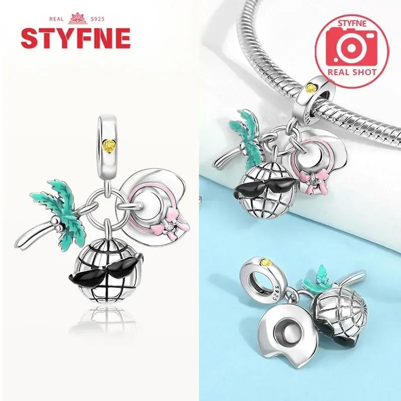 

Silver S925 Colorful Travel Luggage Charms Plane Beads Fit Original Bracelets DIY Anniversary Jewelry for Women Fine Gift