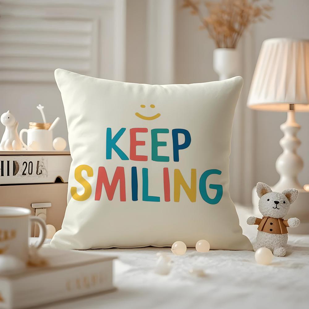 Cartoon Rainbow Sun Cushion Cover Anti-dustmite Pillowcase Invisible Zipper Silky Short Plush Sofa Cushion Cover