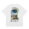 Casablanca Streetwear T-Shirt Men Women Loose Fit Short Sleeve Casual Tee High Street Style