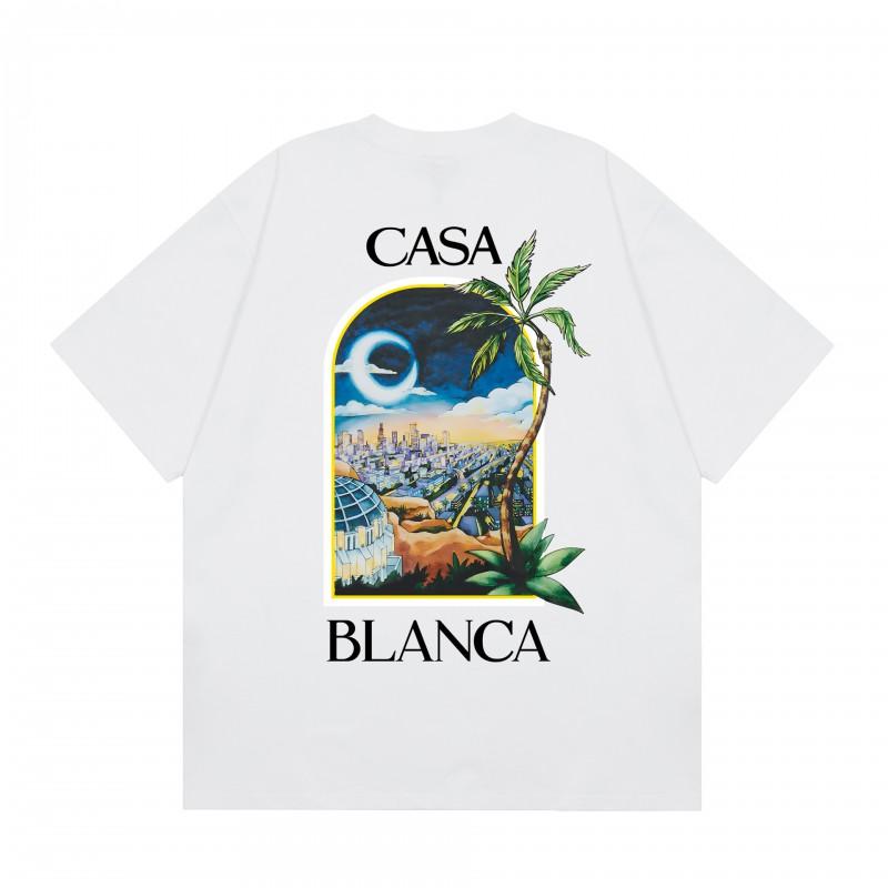 Casablanca Streetwear T-Shirt Men Women Loose Fit Short Sleeve Casual Tee High Street Style
