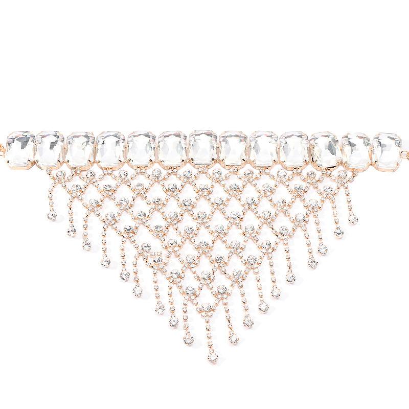 Sweet Cool Fashion Rhinestone Fringed Necklace Light Luxury Diamond Geometric Collarbone Chain Neck Chain Jewelry Women'S Necklace