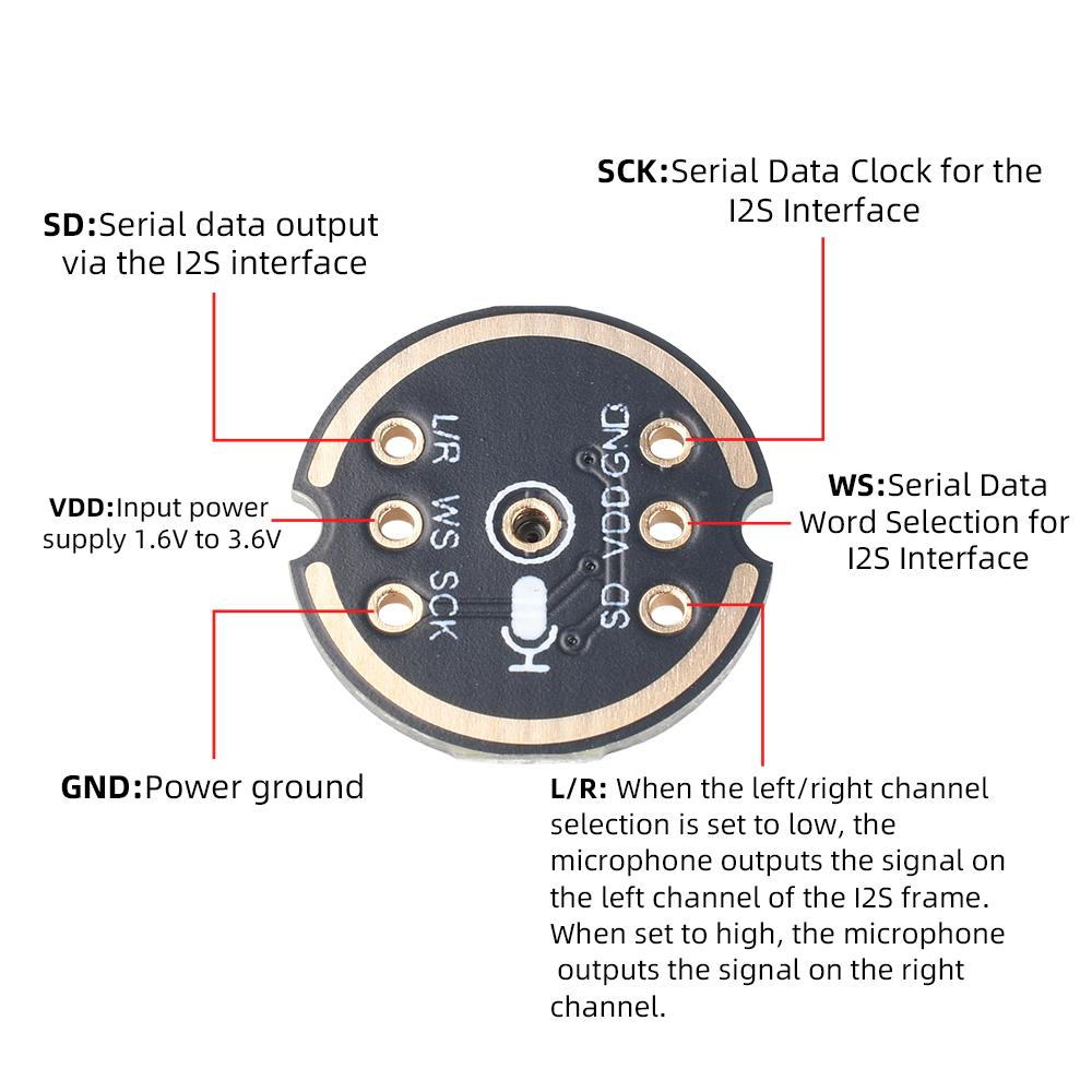 MS3625 MEMS Omnidirectional Microphone Module High Precision Low Power I2S Interface Compatible with ESP32 INMP441 High SNR
