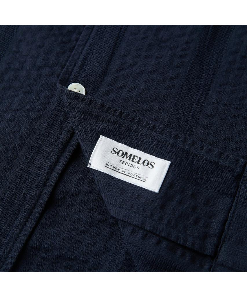 Henlikoteun [Imported Fabric] Open Collar Seersker Shirt (Comfort Fit) Ahsam26601Nyx