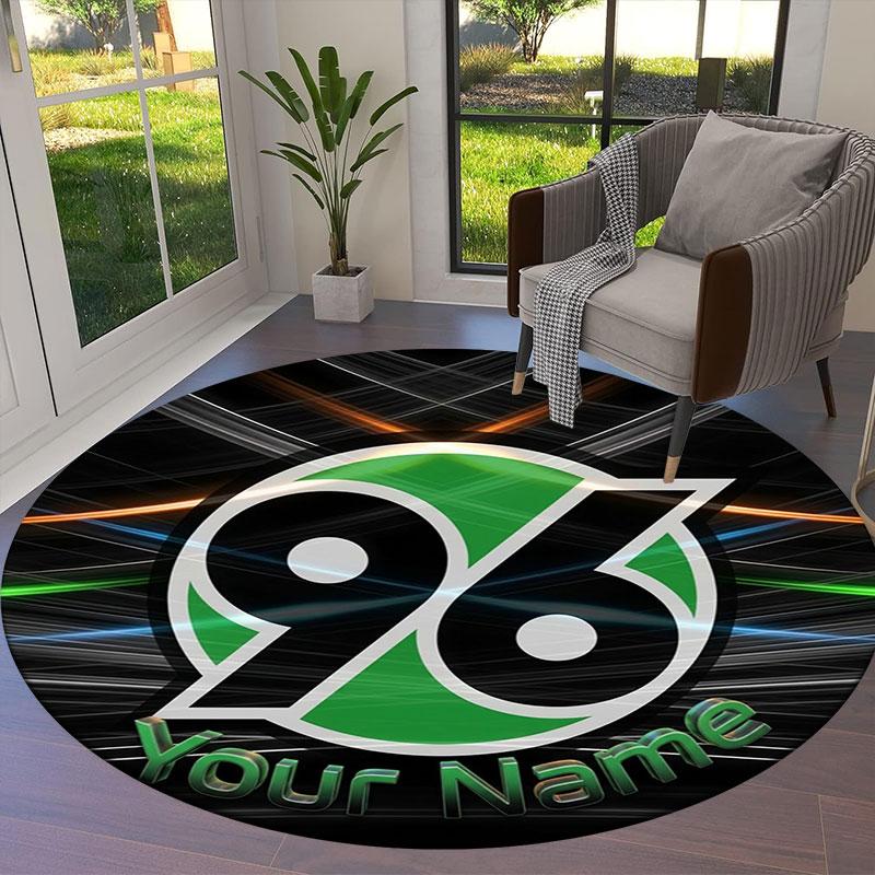 Hannover 96 Custom Name Round Area Rug,Carpet Rug for Living Room Bedroom Sofa Playroom Decor,Non-slip Floor Mat