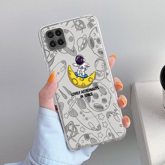 Astronauten Kosmonaut Niedliche Klare Hülle Für Samsung Galaxy A52 A12 A51 A32 A21s A71 A32 A22 50 A70 A31 A72 5G Handyhülle