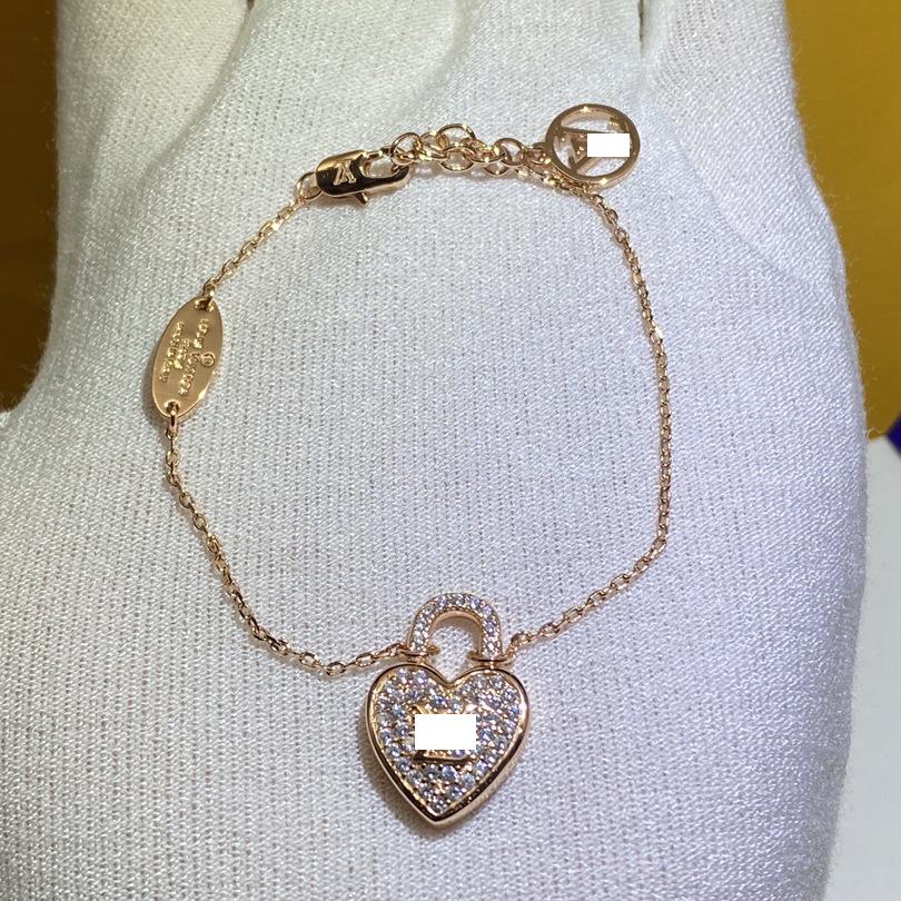 Donkey Brand Strass Hjärta Lås & Stjärna Armband, Trendigt Smyckestillbehör
