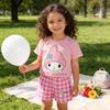 Melody Girls Cartoon Summer Outfit Set With Polyester Fabric For Casual Play