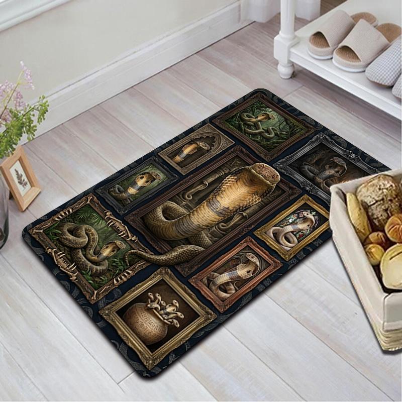 Snakes Ornate Frames Pattern Rug Floor Mat for Living Room or Bedroom Soft and Comfortable Carpet a Gift for Birthday and Holiday.