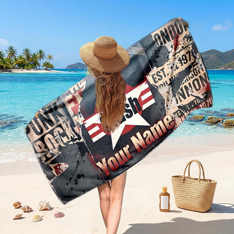 The Cure Customized Name Text Beach Towel, Soft Absorbent Towel Beach Pool Travel Personal Gift