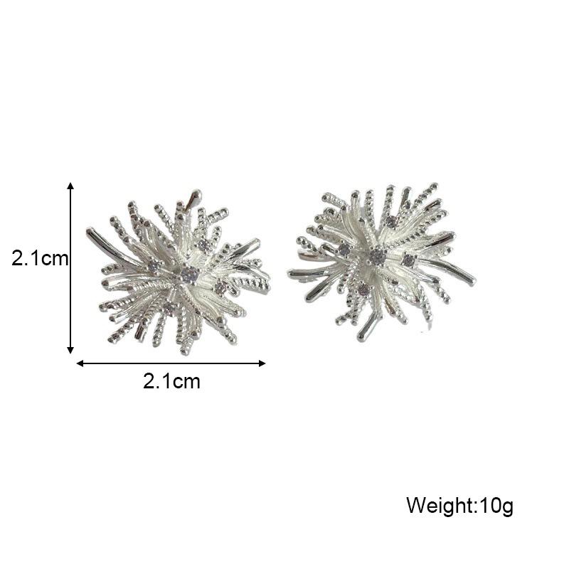 Silver Color Firework-shaped Stud Earrings Irregular Flower Women's Unusual Earrings Bohemian Simple Deisgn Ear Accessories