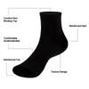 YUEDGE Black Athletic Socks for and Cushioned Cotton Quarter Socks for Commuting and Sizes Men's Golf, Tennis, Fitness, Training, Running.
