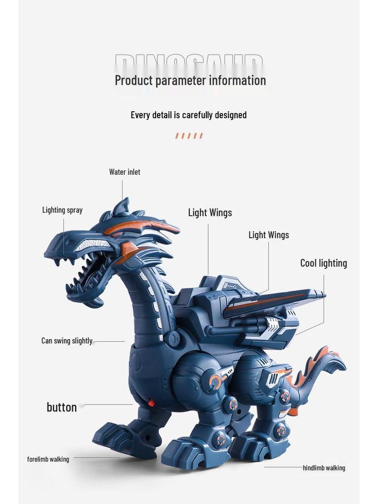 Tyrannosaurus Rex Electric Toy: Walking, Fire-Breathing Dinosaur Robot for Kids Aged 3-6