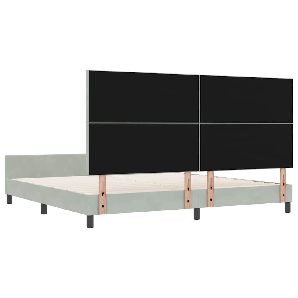 Boxspring Bed with Headboard Light Grey 200 X 200 Cm Velvet