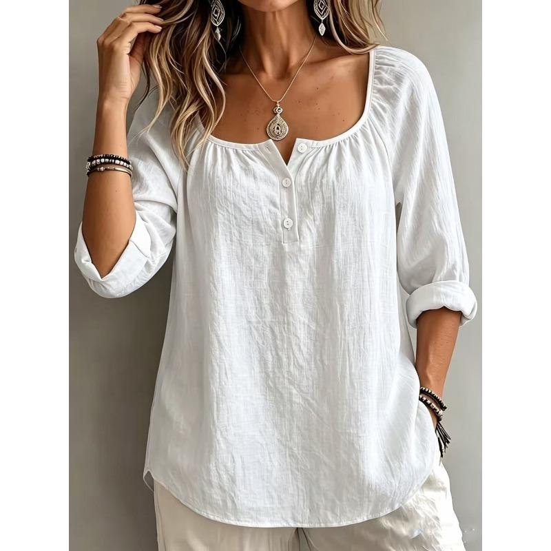 IHUASU Women's Fashion V-Neck Long Sleeve Casual Blouses & Shirts