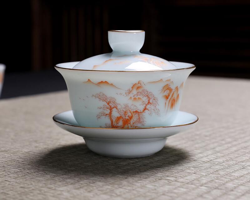 Handcrafted Celadon Jade Porcelain Gaiwan Tea Set