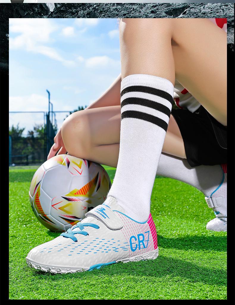 Chaussures de Football Cross New Falcon pour Enfants à Velcro, Crampons Longs Homme, Entraînement Femme, Compétition Pro Jeunesse