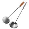 Stainless Steel Long-Handle Frying Spatula Set, Anti-Scald Wok Utensils for Stir-Fry.