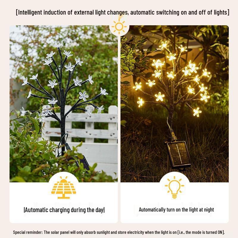 Outdoor Waterproof Solar Cherry Blossom Branch Lights for Garden and Lawn Decoration