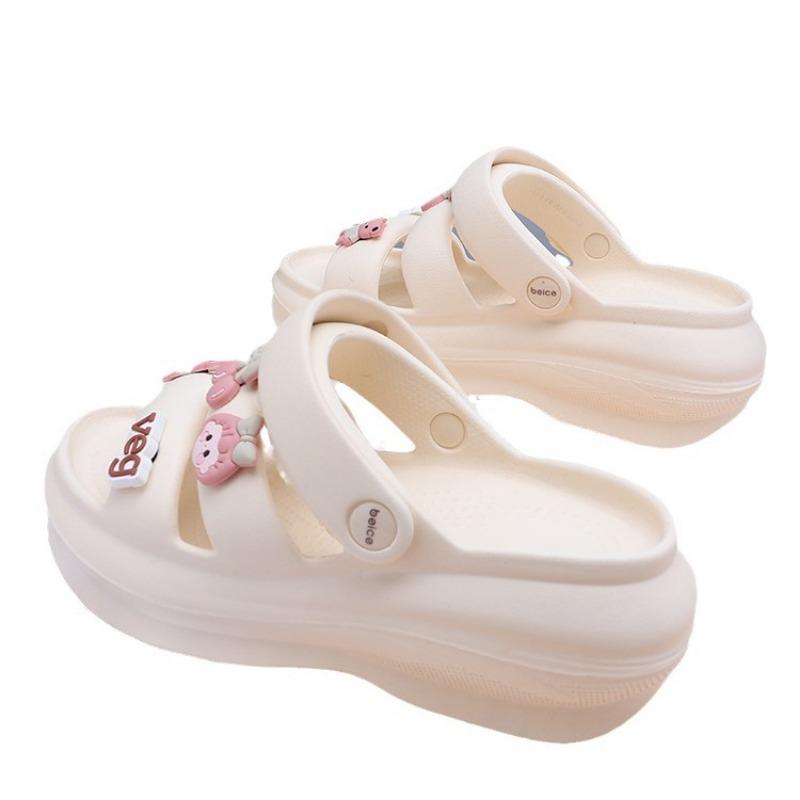 Fashion 2025 Summer Open Toe EVA Women’s Slippers Round Toe Appliques Platform Comfortable Slippers for Outdoor Daily Casual Sandals