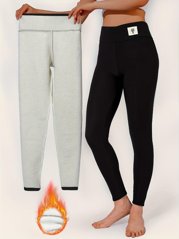Women High Waisted Embroidered Cat Fleece Skinny Pants Yoga Running Cycling Leggings for Autumn Winter S чёрный