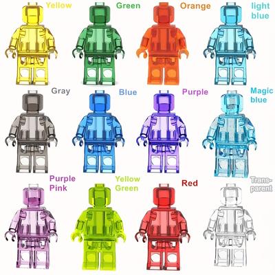 12 stuks/set Minifiguren Transparante Kleur DIY Actie Figuur Pop Gemakkelijk Te Monteren Bouwsteen Speelgoed Educatief Speelgoed Cadeau voor Kinderen