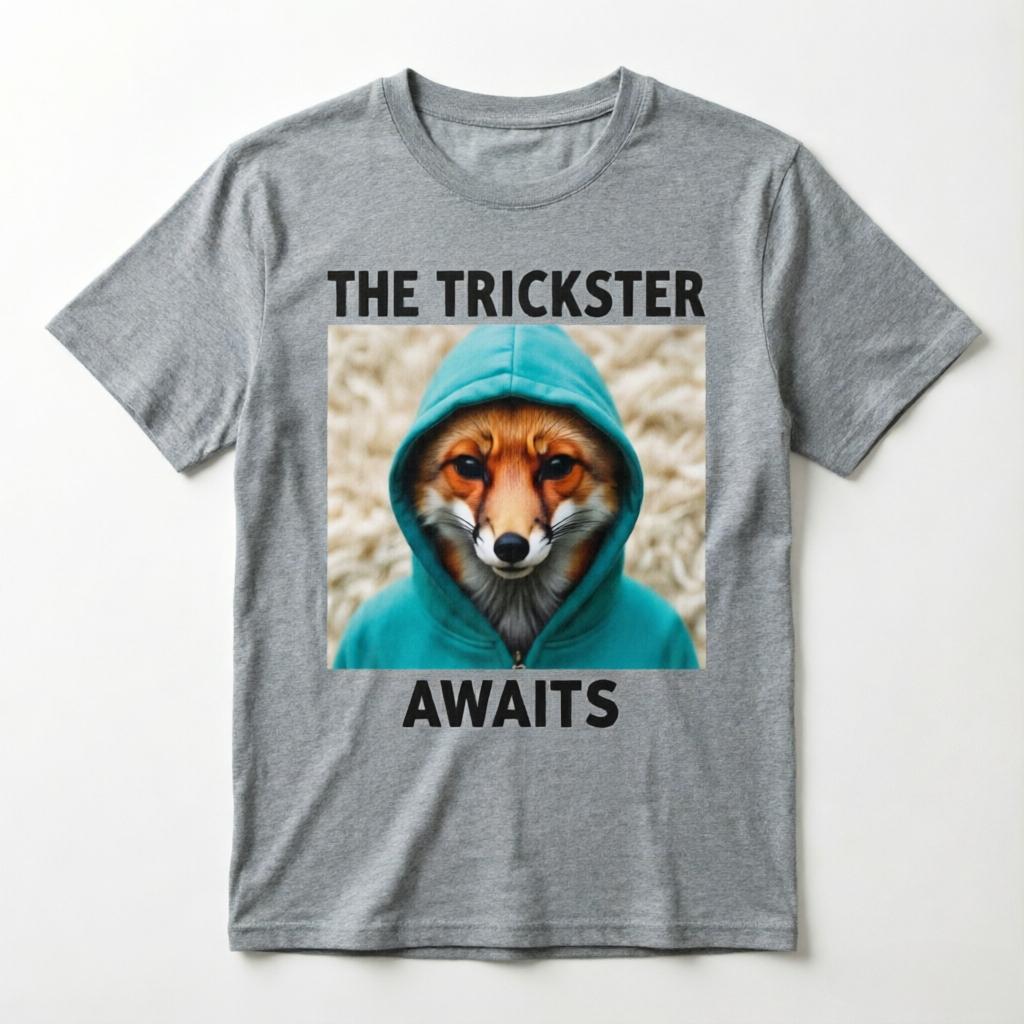 

Hoodie Fox The Trickster Awaits Print TShirt Unisex Cotton Tee Animal Graphic Casual Tops 4XL