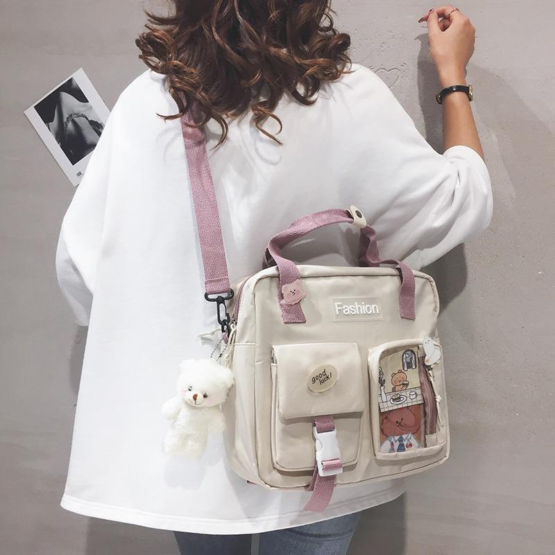 Tuition bag Harajuku messenger bag, college student class bag, backpack, large-capacity shoulder bag.