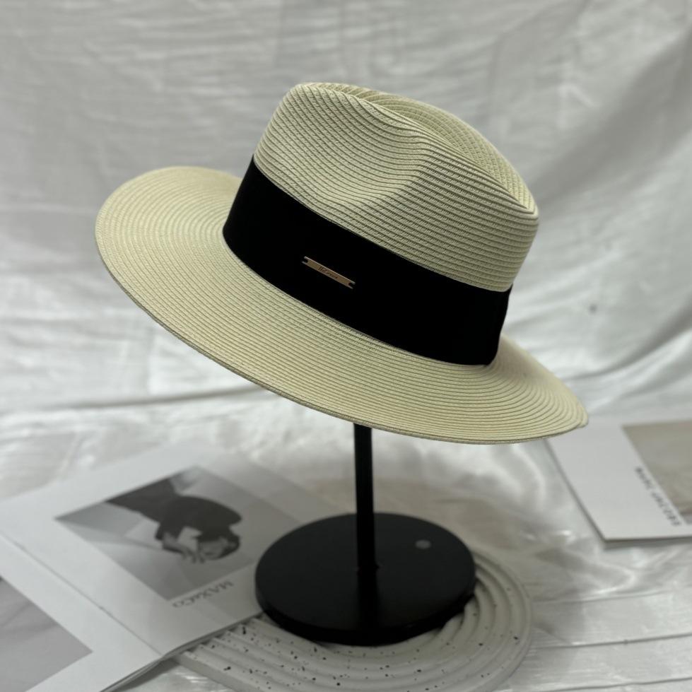 Straw Hat Women's Summer UV Protection Versatile Beach Top Hat Jazz Hat Trendy Breathable Sun Hat