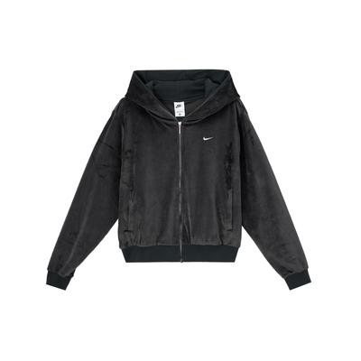 NSW NK CHLL VLR FZ Hoodie Solid Color Versatile Comfortable Soft Long Sleeve Jacket Women Jackets Black HJ0958010