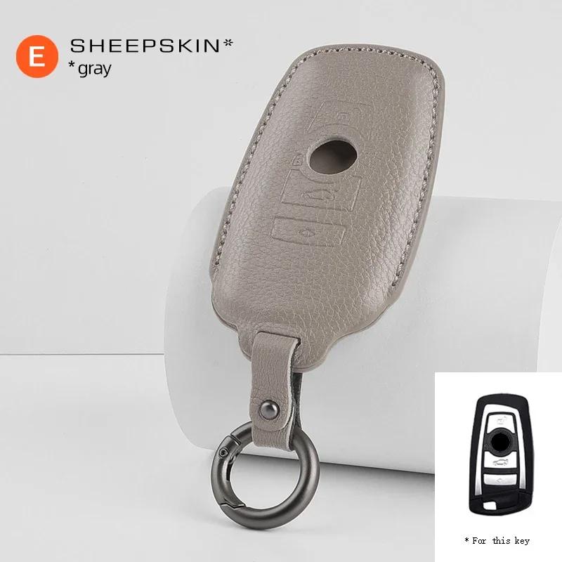 Interior Mouldings Sheepskin Car Key Case Bag For BMW 1 5 6 7 Series G20 G30 G11 G01 G02 F15 F16 F48 X1 X4 X5 X6 X7 Keychain Acc