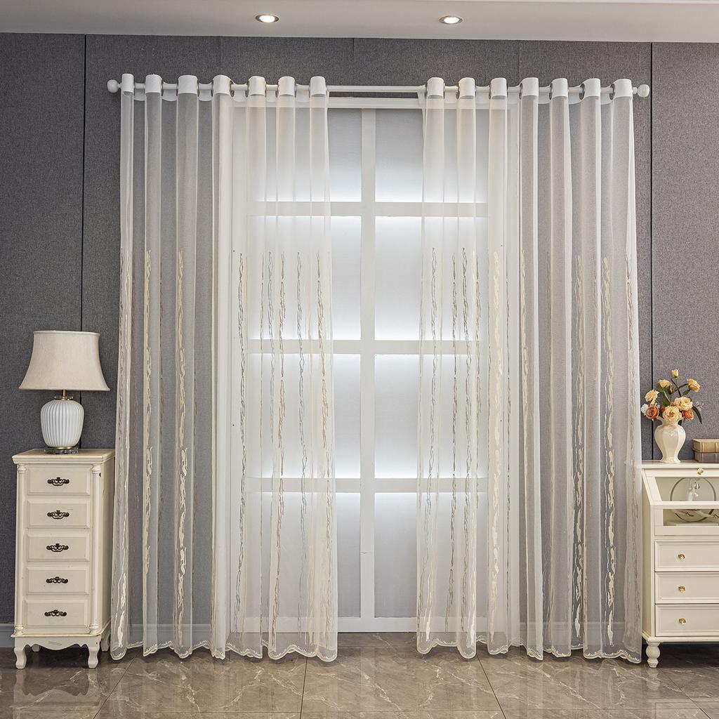 Modern Fashion Textured Transparent Curtains, Window Screens, Floor-to-ceiling Windows, Bedroom Bay Window Curtains