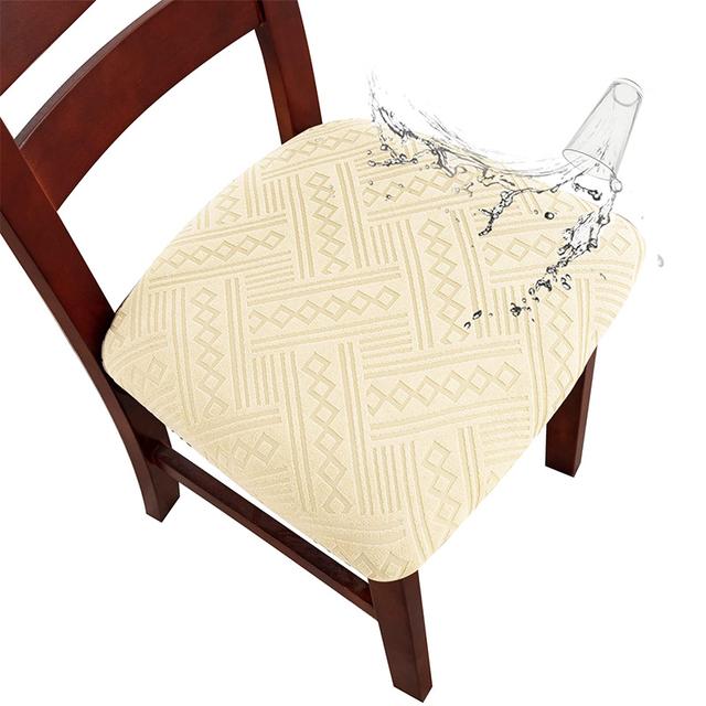 Levivel Waterproof Plain Colour Chair Cover Stretch Jacquard Spandex Seat Cushion Cover Elastic Chair Protector For Dining Room 15 Colors