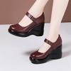 Scarpe Donna in Vera Pelle Scarpe con Plateau da Donna Scarpe Zeppa Punta Tonda da Donna Moda Comfort Morbida Pelle di Mucca Scarpe per Mamma 32-43
