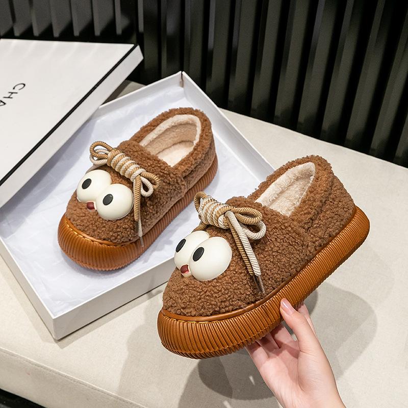 Cute Cotton Shoes Winter 2025 New Indoor Home Bag Heel Warm Plush Shoes Lightweight Soft Sole