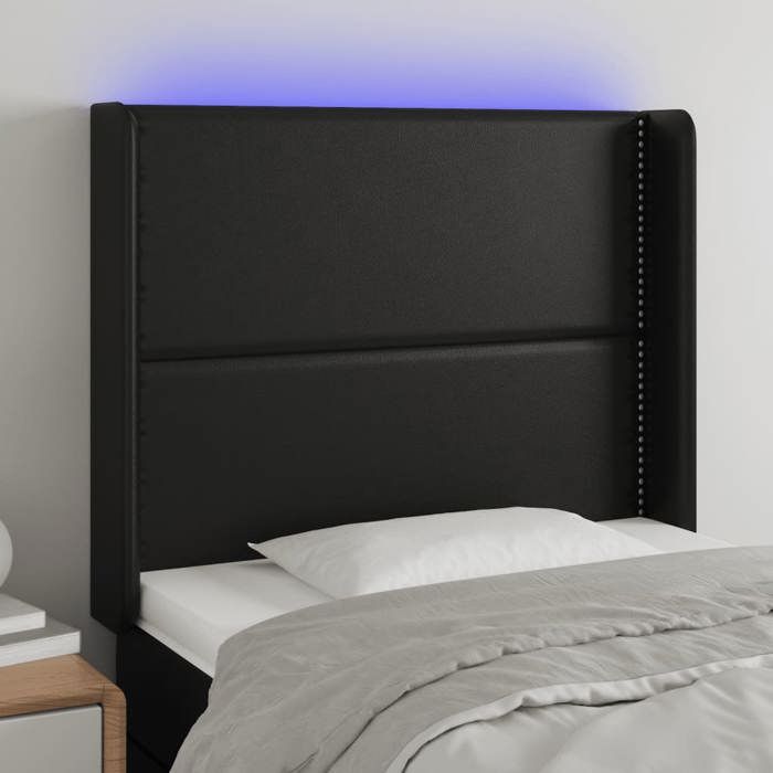 VidaXL Tête de Lit à LED Meuble de Chambre à Coucher Accessoire de Lit Simple Tête de Cadre de Lit Intérieur Noir 3123986