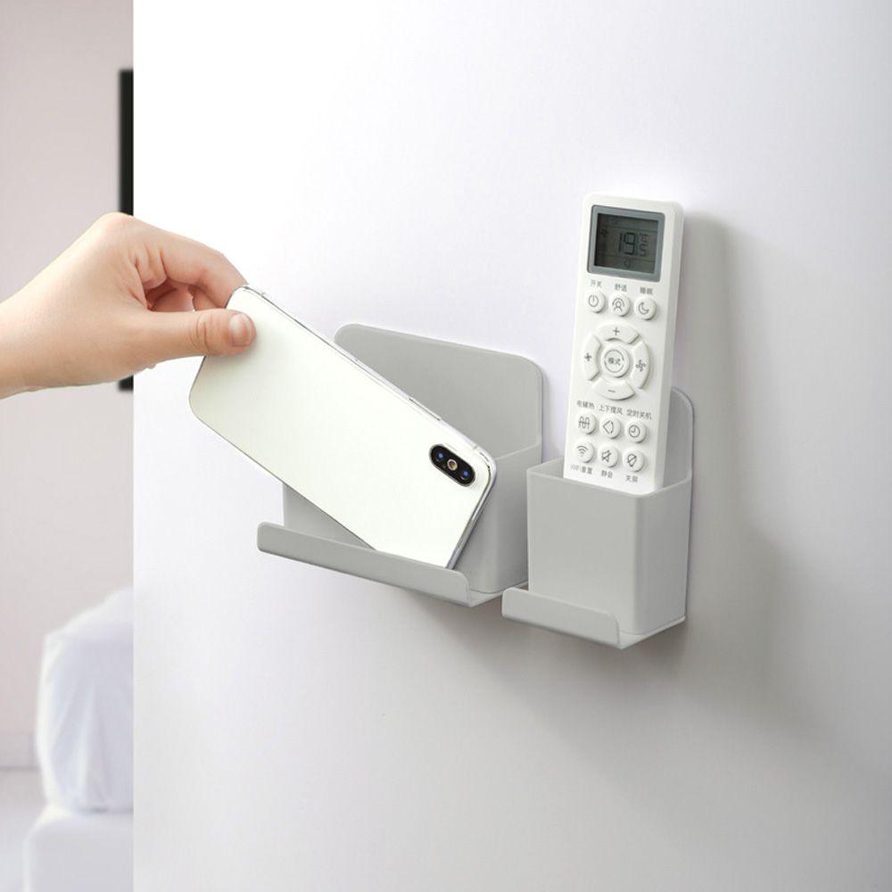 Hanging Bracket Organizer Case Shelf Storage Box Remote Control Holder Container Phone Plug Stand
