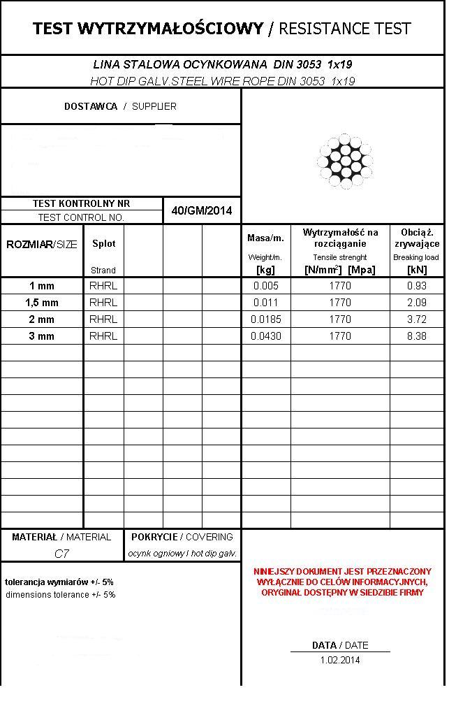 Galvanized Steel Rope 3.0Mm 1*19 200Mb - 200Mb - Lin 3*19Mb