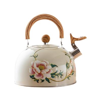 Blumen Teekessel Heißwasserkessel 3L Blumen Teekanne mit Griff Vintage für Herdplatte Heimküchendekor Einweihung Weihnachten