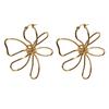 Personality Exaggerated Flower Metal Earrings Hollow Geometric Water Drop Shape Versatile Simple Fashion Earrings Women