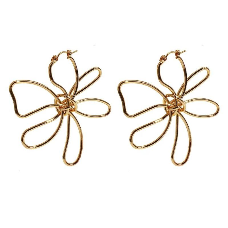 Personality Exaggerated Flower Metal Earrings Hollow Geometric Water Drop Shape Versatile Simple Fashion Earrings Women