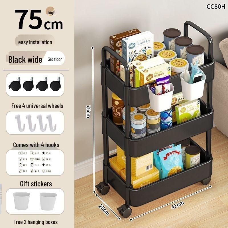 Mehrschichtiges Lagerregal mit Rollen für Küche, Wohnheim und Badezimmer
