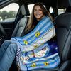 Doraemon Logo Pattern Fleece Blanket, Blue White Round Face with Red Nose Soft Throw, Cozy Couch Blanket for Kids Room