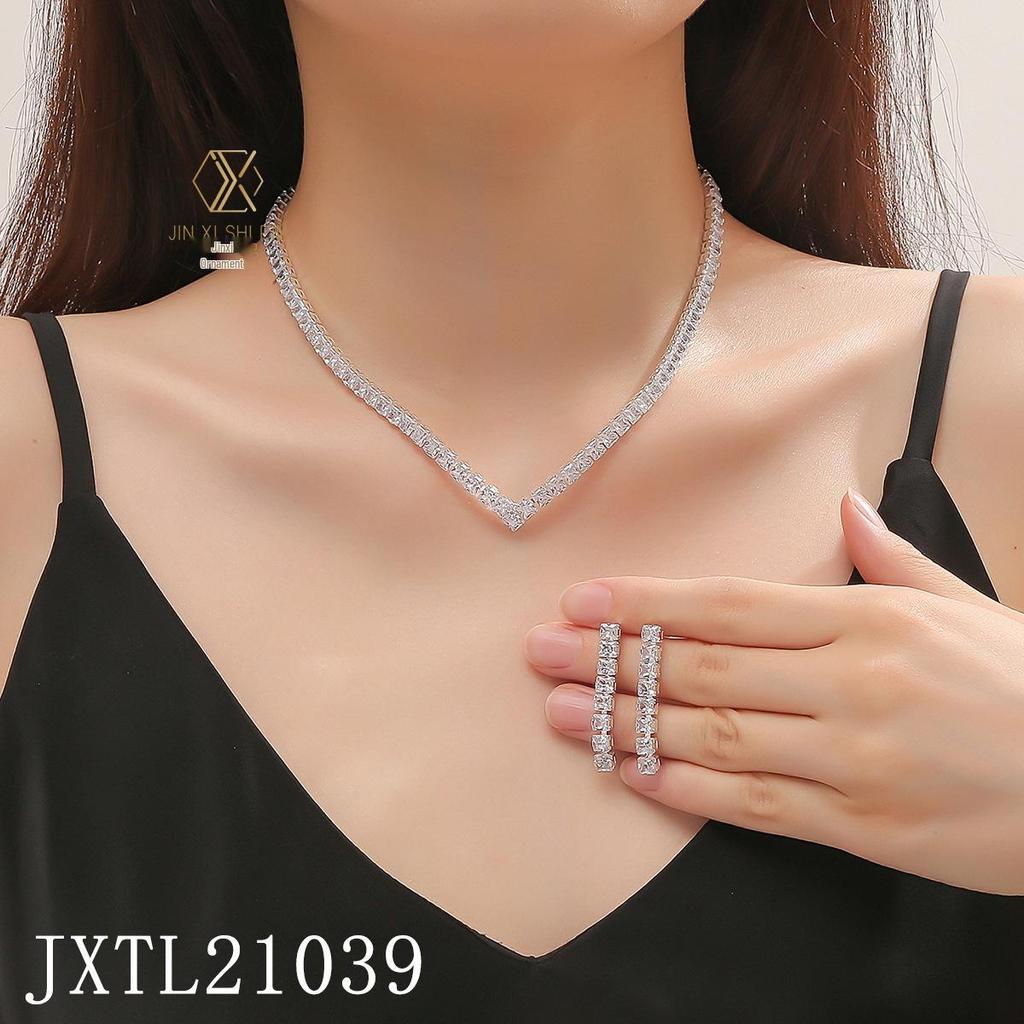 Elegant Zircon Necklace & Earrings Set - Perfect for Weddings & Special Occasions