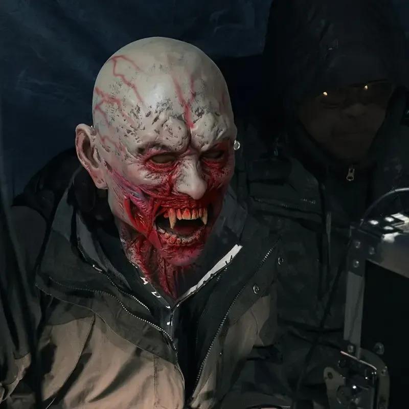 Horror zombielatexmasker, eng feestattribuut One size fits all adults rood