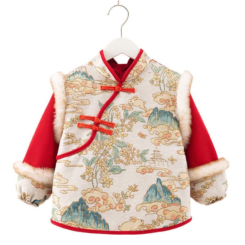 Children's Waterproof Dirt-Proof Coveralls: Chinese New Year Baby Outerwear for Autumn/Winter with Reversible Design and Protective Bib
