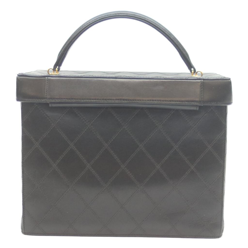 CHANEL No. 5 Black Bicolor Lamb GHardware 2-Way Vanity Shoulder bag blackUsed