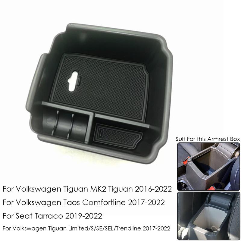 For Volkswagen VW Tiguan Mk1 Mk2 Taos Seat Tarraco Car Accessories Armrest Storage Box Tray Container Console Organizer Pallet