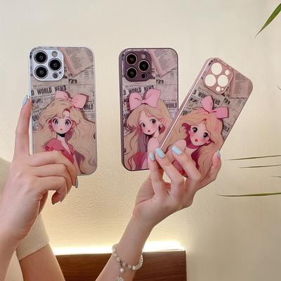 Customize Pink Bowtie Girl Case For iPhone 15 14 13 12 11 Pro Max X XR XS Personalized Glass Phone Cover Shell